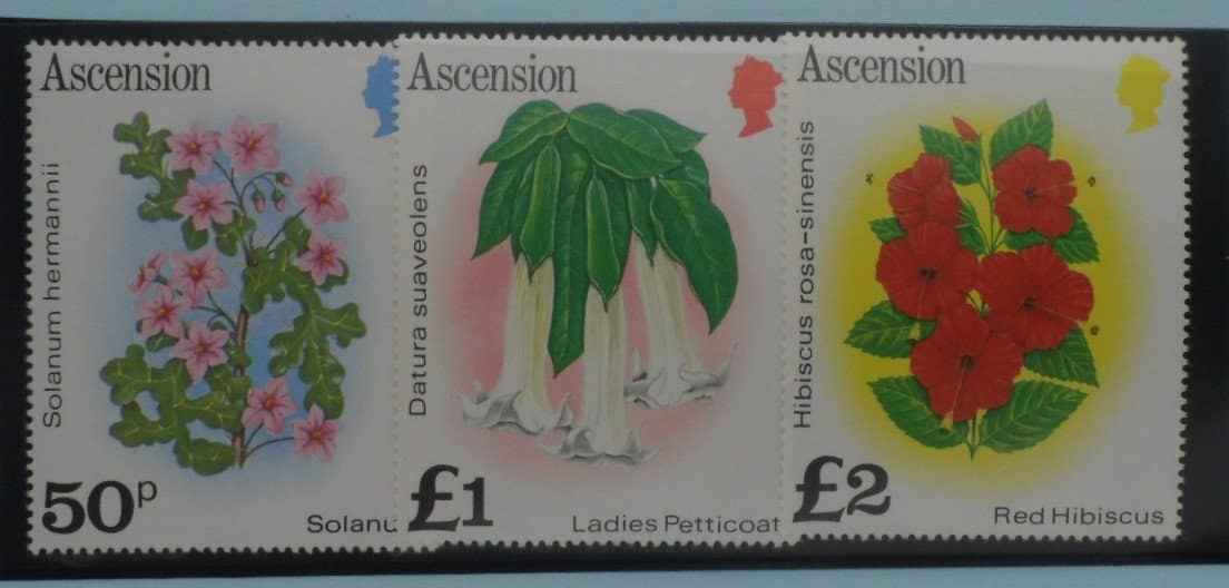 Ascension Island Stamps, 1981 Flowers, SG294a, SG295a, SG296a, Mint image 0