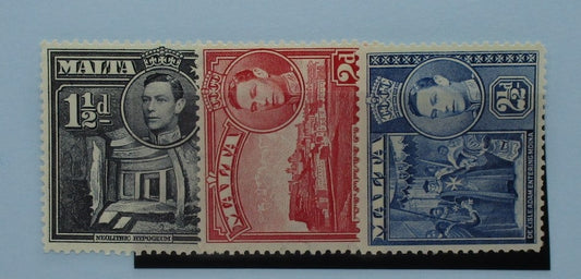 Malta Stamps, 1938-43, SG220b, 221b, 222, Mint image 0
